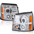 thumbnail image 1 of Spec-D Tuning LED Dual Halo Chrome Housing Clear Lens Headlights Compatible with 2002-2006 Cadillac Escalade All, Left + Right Pair Headlamps Assembly, 1 of 7