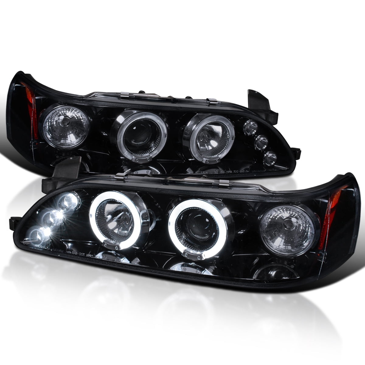 Spec-D Tuning LED Dual Halo Glossy Black Projector Headlights ...