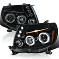thumbnail image 1 of Spec-D Tuning LED Dual Halo Smoke Lens Glossy Black Housing Projector Headlights Compatible with 2005-2011 Toyota Tacoma, Left + Right Pair Headlamps Assembly, 1 of 6