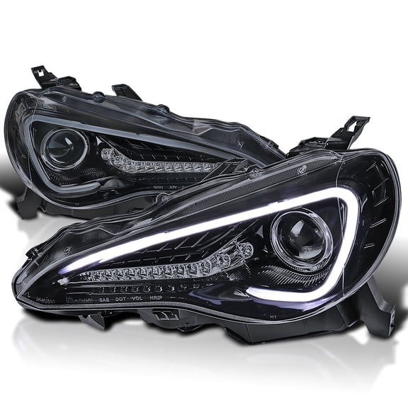 Spec-D Tuning Black Smoke LED Tube Projector Headlights Compatible with 2013-2016 Scion FR-S FRS with Factory Halogen Headlights Left + Right Headlamps Assembly