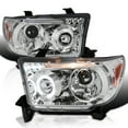 thumbnail image 1 of Spec-D Tuning LED Halo Chrome Housing Clear Lens Projector Headlights Compatible with 2007-2013 Toyota Tundra, 2008-2017 Toyota Sequoia, Left + Right Pair Headlamps Assembly, 1 of 5