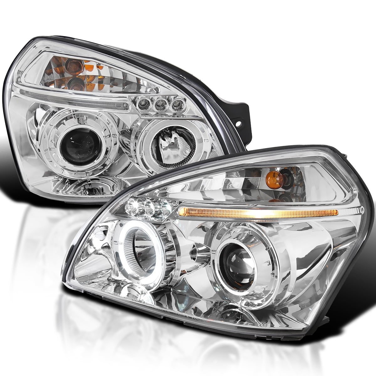Spec-D Tuning LED Halo Chrome Projector Headlights with Lens for 2005 ...