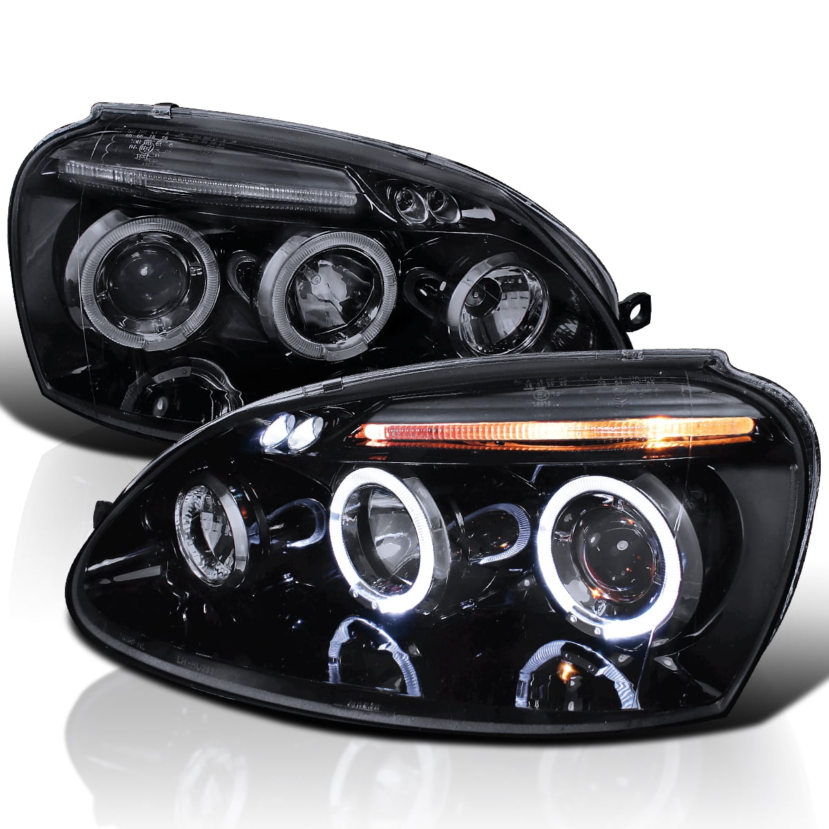 SpecD Tuning LED Halo Glossy Black Housing Smoke Lens Projector