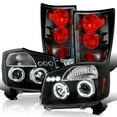 thumbnail image 1 of Spec-D Tuning LED Halo Projector Black Headlight + Rear Altezza Tail Lamp Compatible with 2004-2015 Nissan Titan Left + Right Pair Headlamps Assembly, 1 of 7
