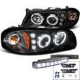 thumbnail image 1 of Spec-D Tuning LED Halo Projector Head Light Signal Black Pair + 8-LED Bumper Lights Compatible with Chevy Impala Left + Right Pair Headlamps Assembly, 1 of 2