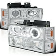thumbnail image 1 of Spec-D Tuning LED Halo Projector Headlights + Bumper Lights + Corner Compatible with 1994-1998 Chevy C10 C/K 1500/2500/3500, Tahoe Suburban Left + Right Headlamps Assembly, 1 of 6
