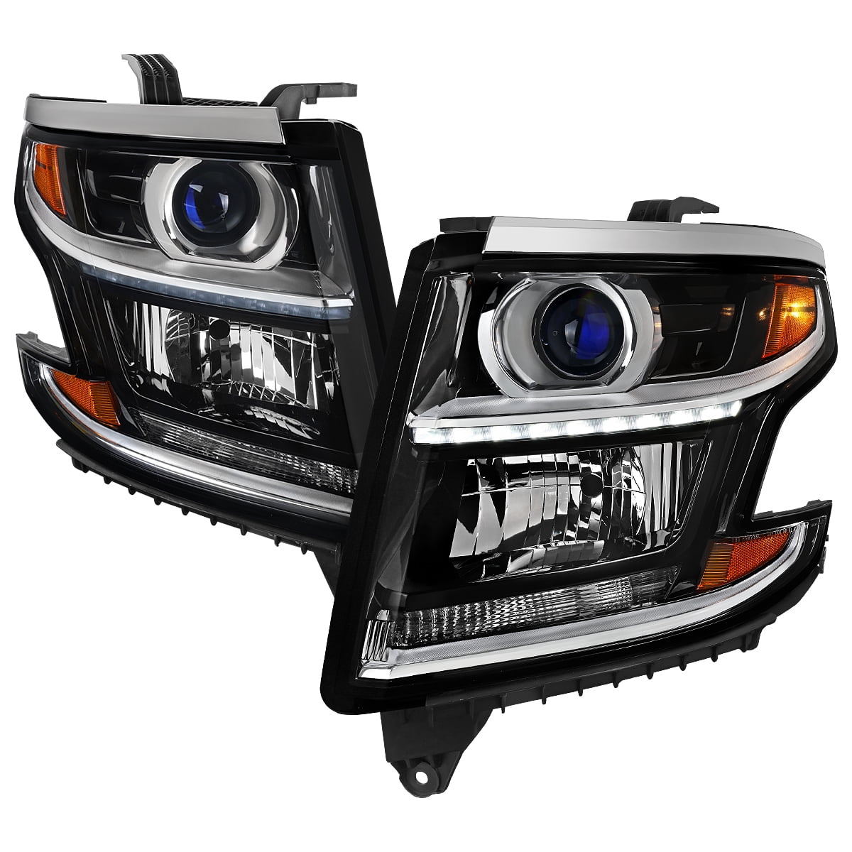 Spec-D Tuning LED Jet Black Projector Headlights Compatible with 2015 ...