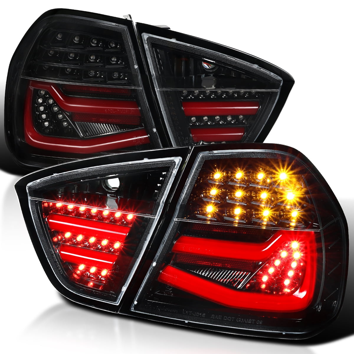 Spec-D Tuning LED Jet Black Tail Brake Lights Compatible with 2005