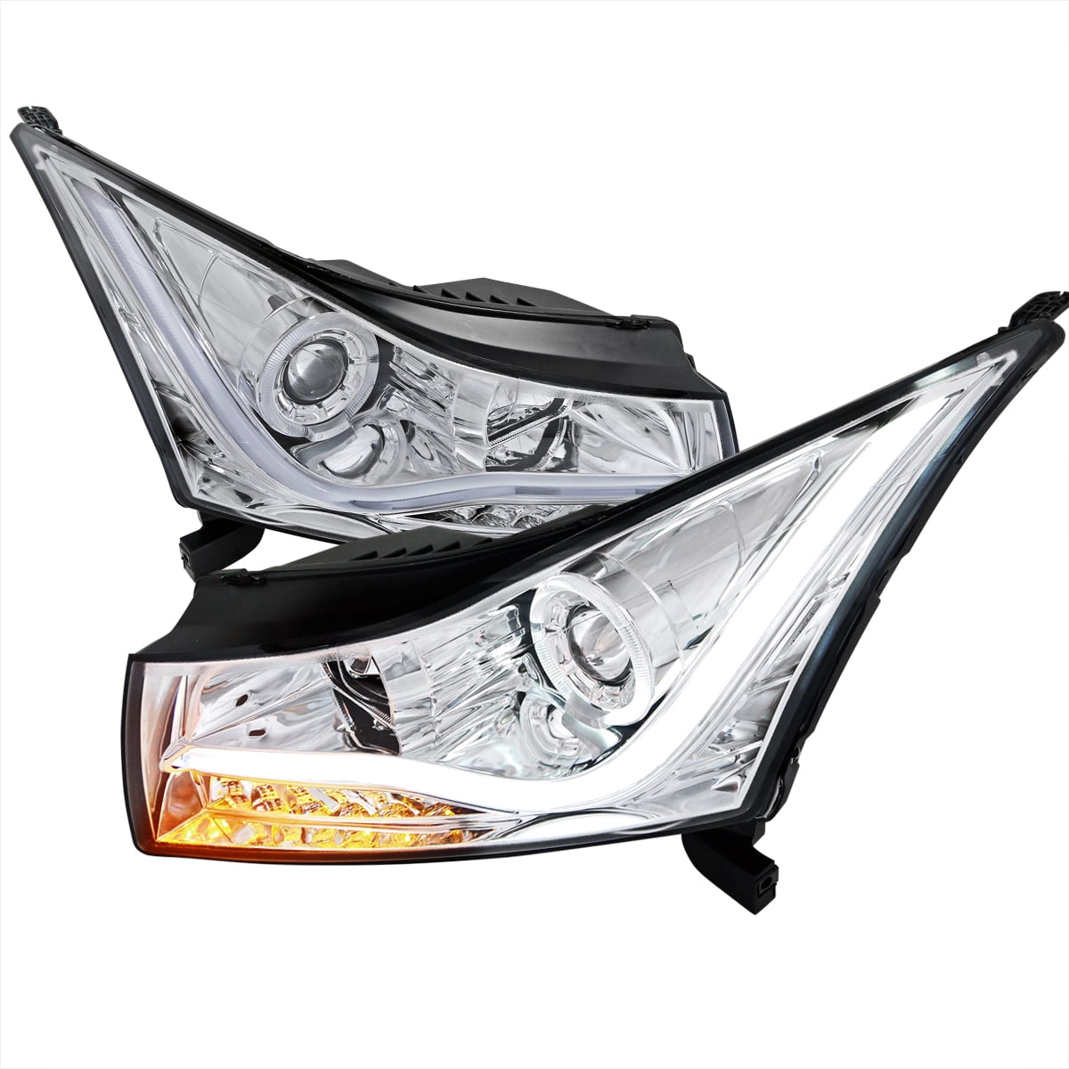 Spec-D Tuning LED Light Strip Halo Chrome Housing Clear Lens Projector ...