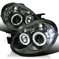 Spec-D Tuning LED Pro Headlights Black Compatible with 2003-2005 Dodge Neon, Left   Right Pair Headlamps Assembly