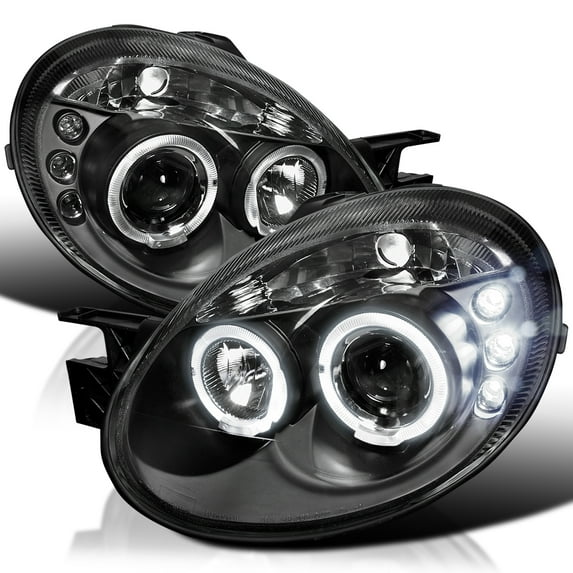 Spec-D Tuning LED Pro Headlights Black Compatible with 2003-2005 Dodge Neon, Left + Right Pair Headlamps Assembly