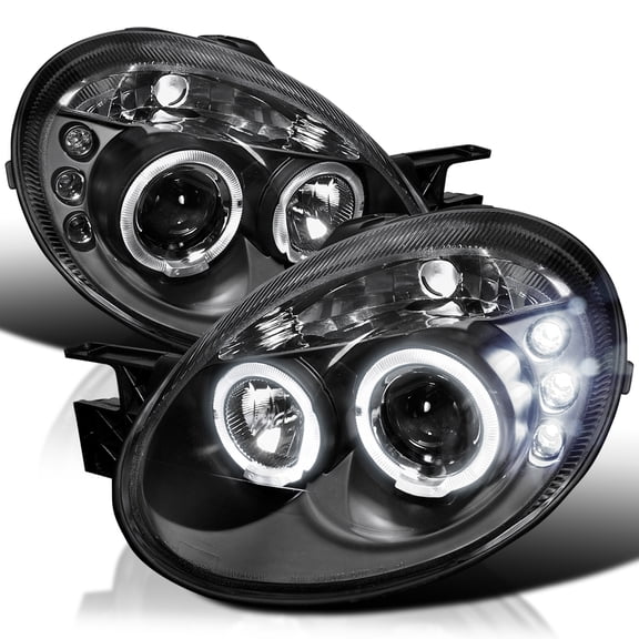 Spec-D Tuning LED Pro Headlights Black Compatible with 2003-2005 Dodge Neon, Left + Right Pair Headlamps Assembly
