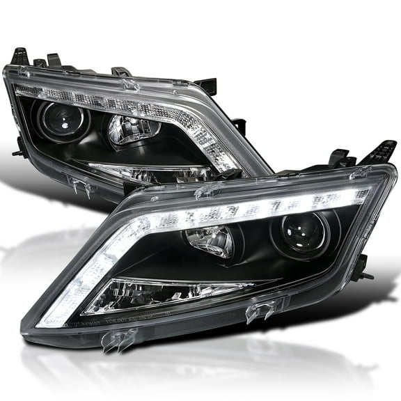 Spec-D Tuning LED Projector Black Headlights Compatible with 2010-2012 Ford Fusion Left + Right Pair Headlamps Assembly