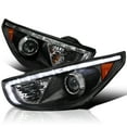 thumbnail image 1 of Spec-D Tuning LED R8 Style Projector Headlights Black Compatible with 2010-2013 Hyundai Tucson, Left + Right Pair Headlamps Assembly, 1 of 5