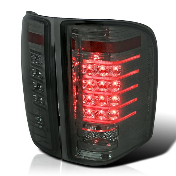 Spec-D Tuning LED Smoke Tail Lights Compatible with 2007-2013 Chevy Silverado 1500 2500 3500, Left + Right Pair Assembly
