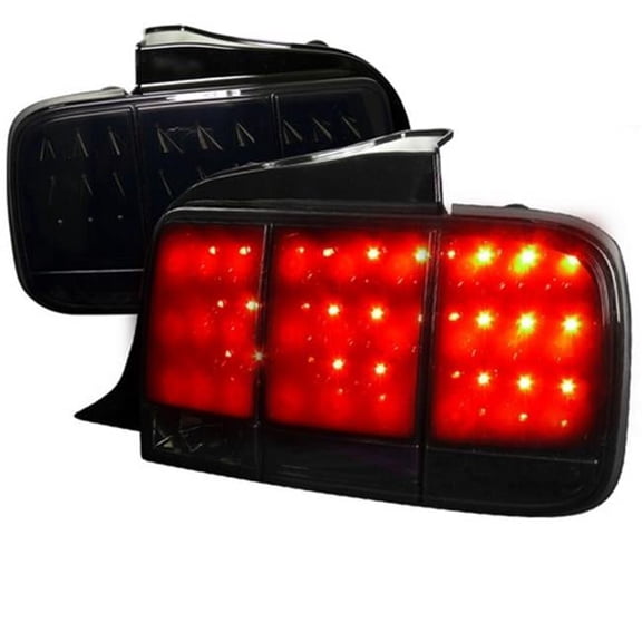 Spec-D Tuning  LED Tail Lights Glossy Black Housing with Smoke for 05 to 09 Ford Mustang - 21 x 22 x 26 in.