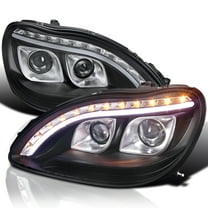 Spec-D Tuning LED Turn Signal Black Projector Headlights Compatible with 1998-2006 Mercedes-Benz W220 S-Class, Left   Right Pair Headlamps Assembly