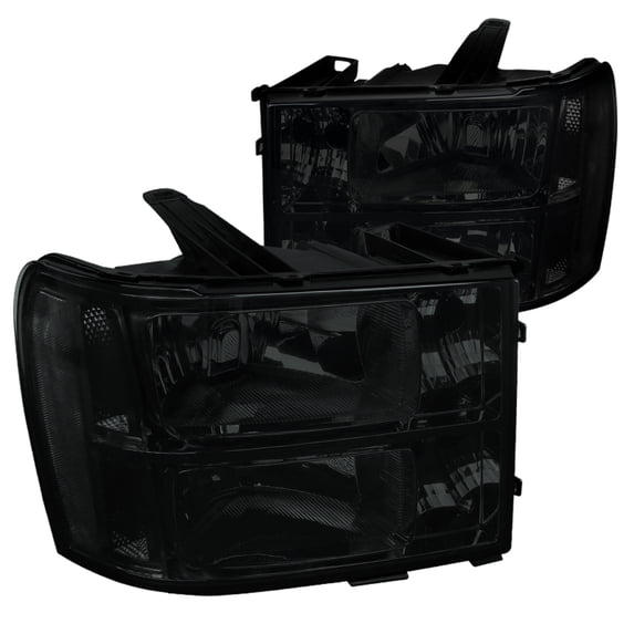 Spec-D Tuning Smoke Lens Headlights for 2007-2013 GMC Sierra Pickup Head Light Assembly Left + Right Pair