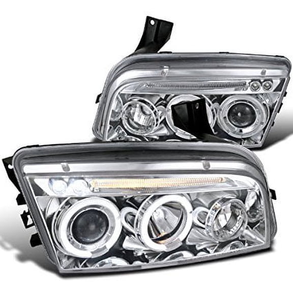 Spec-D Tuning LHP-CHG05-TM Dodge Charger Angel Eyes Chrome Clear Led Projector Head Lights