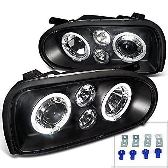 Spec-D Tuning LHP-GLF92JM-TM Volkswagen Golf Mk3 Black Dual Halo Led Projector Head Lights