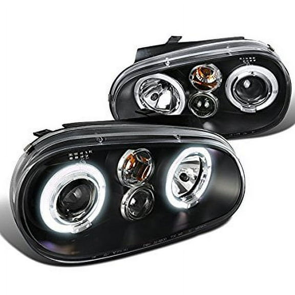 Spec-D Tuning LHP-GLF99JM-TM Volkswagon Golf MK4 Dual Halo Black Projector Headlights