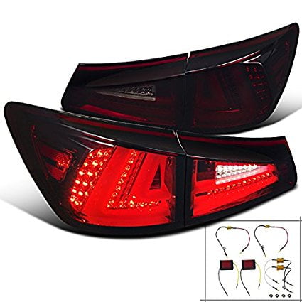 Spec-D Tuning LT-IS25006RGLED-TM Lexus IS250/350 Red Smoke Lens Rear LED Tail Brake Lights Pair