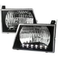 thumbnail image 1 of Spec-D Tuning Led Black Headlights Compatible with 1992-2006 Ford Econoline Van E150 E250 E350 E450 L+R Pair Head Light Lamp Assembly, 1 of 6