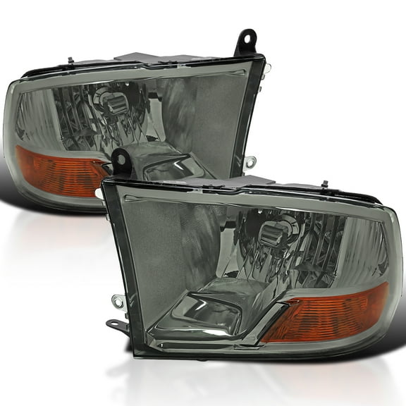 Spec-D Tuning Light Smoke Headlights Compatible with 2009-2018 Dodge RAM 1500/2500/3500 L+R Pair Head Light Lamp Assembly