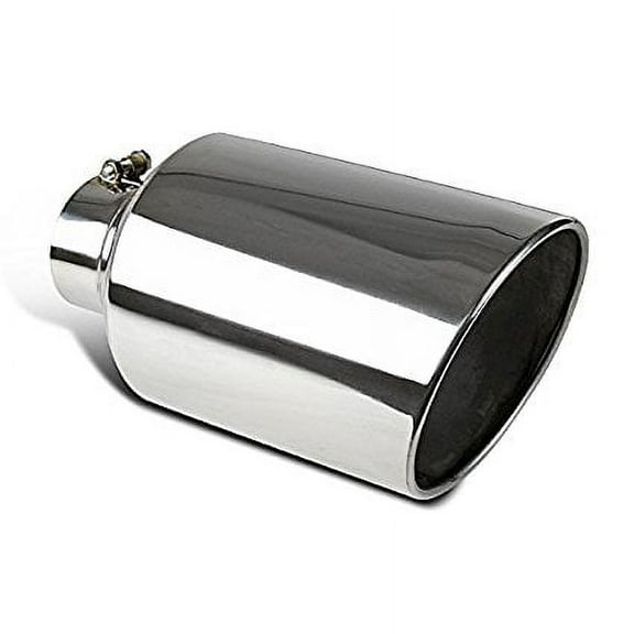 Spec-D Tuning MF-TP0408D-S Chrome Stainless Steel Roll Edge Bolt On Exhaust Muffler Tip 15"x4"x8"
