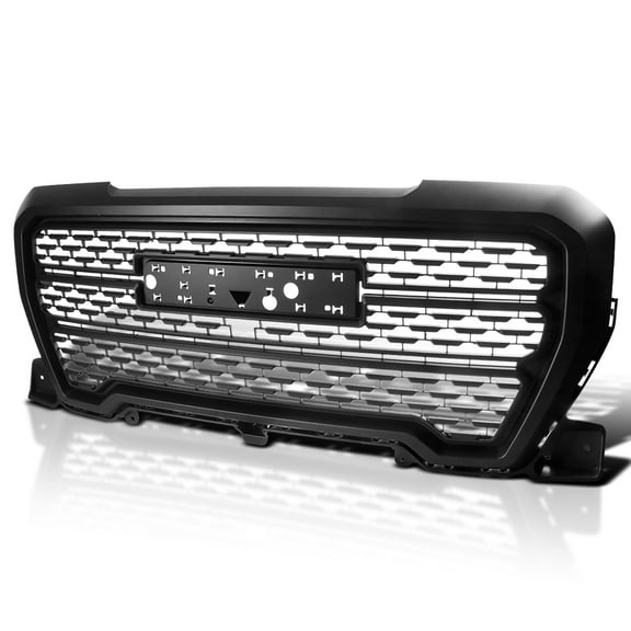 Spec-D Tuning Matte Black Denali Style Front Bumper Hood Upper Grill Grille Compatible with 2019-2021 GMC Sierra 1500