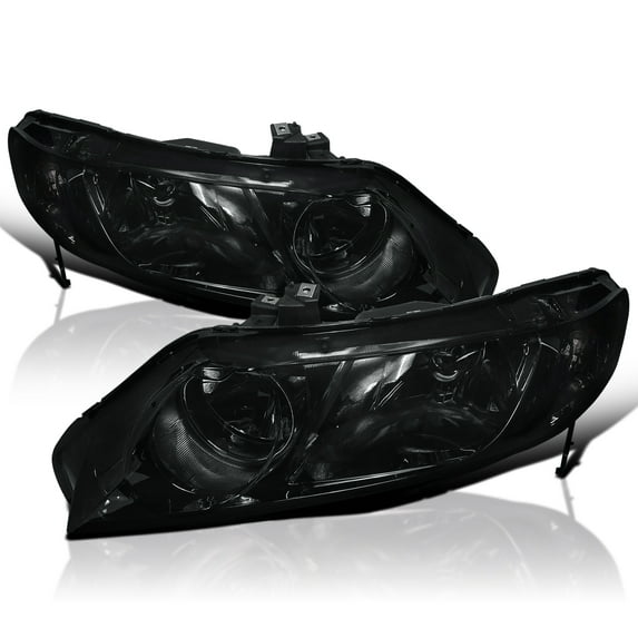 Spec-D Tuning Oem Style Smoke Lens Headlights Compatible with 2006-2011 Honda Civic 4Dr L+R Pair Head Light Lamp Assembly