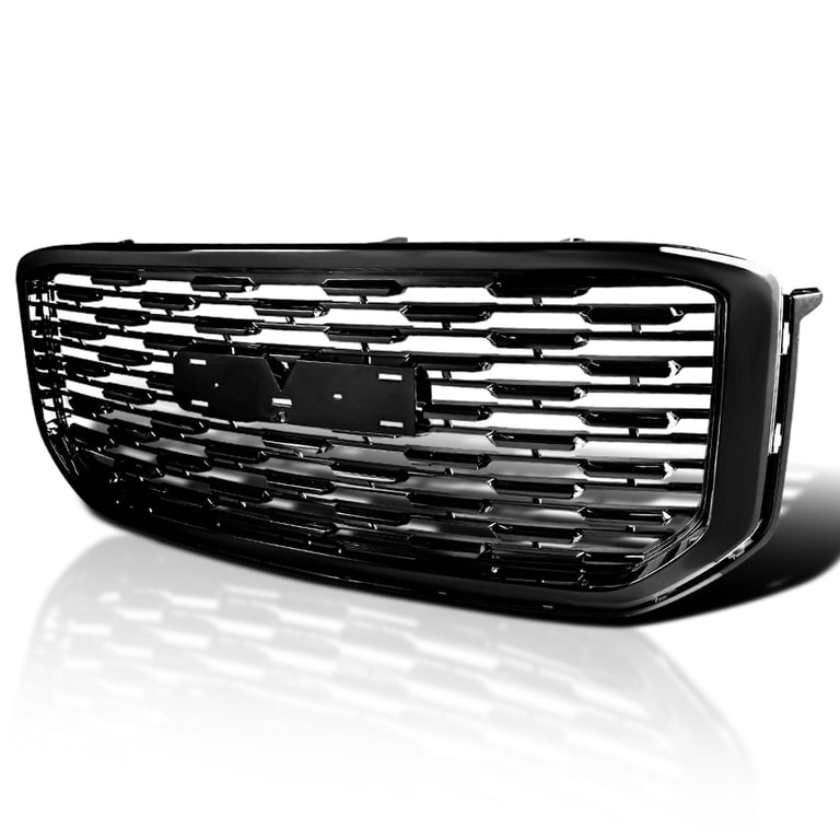 Topline Autopart Glossy Black Round Hole Mesh Grill Set for 07-14 GMC