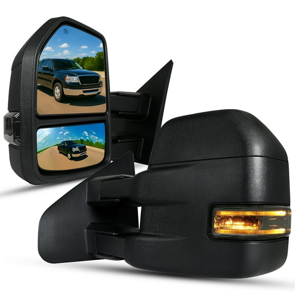 Spec-D Tuning Power Heated Telescoping Towing Side Mirrors Smoke LED Signal Compatible with 2004-2006 Ford F150 Left + Right Pair