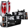 thumbnail image 1 of Spec-D Tuning Projector Headlights + Glossy Black Tail Lamp + LED 3rd Brake + Grille Compatible with Chevy C/K 1500/2500/3500 Left + Right Pair Headlamps Assembly, 1 of 2