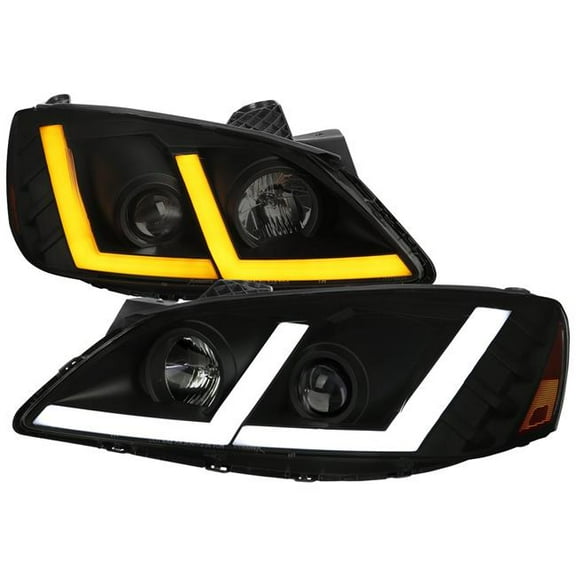 Spec D Tuning 2LHP-G605SM-SQ-RS Projector Headlights & LED Light Strip Sequential Switchback for 2005-2010 Pontiac G6, Smoked Lens