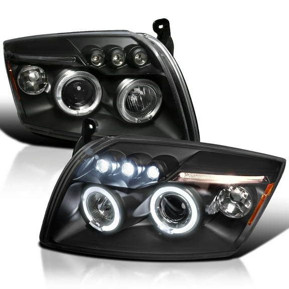 Spec-D Tuning Projector LED Black Compatible with 2007-2012 Dodge Caliber, Left + Right Pair Headlamps Assembly