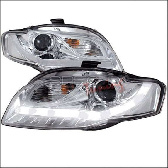 Spec-D Tuning R8 Style Projector Headlight with LED Signal for 06 to 08 Audi A4- Chrome - 10 x 21 x 27 in.