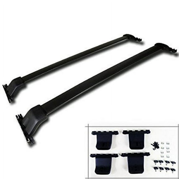 Spec-D Tuning RRB-PLT09BK Honda Pilot Black Aluminum Roof Top Rack Side Rail Luggage Cross Bar