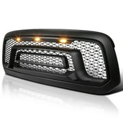 Spec-D Tuning Facelift Style Front Hood Grille w/Amber LED Lights Compatible with 2013-2018 Dodge Ram 1500