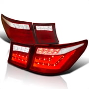 Spec-D Tuning Red Clear Lens LED Bar Tail Lights Compatible with 2007-2009 Lexus LS460 Left + Right Pair Assembly