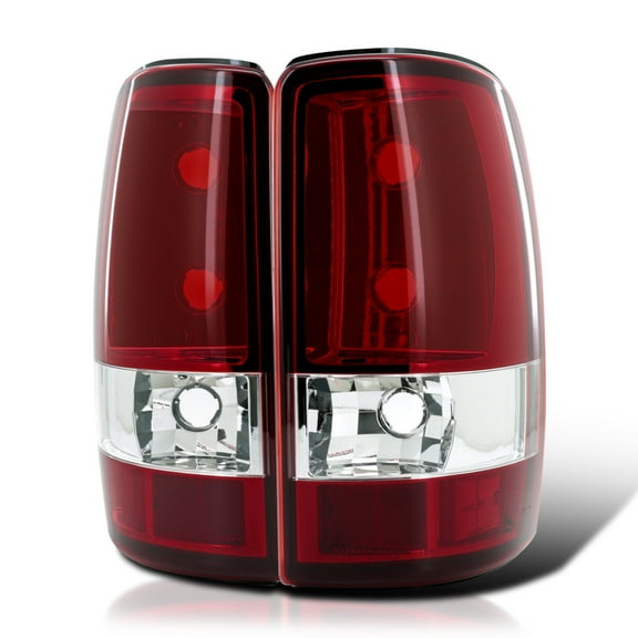 Spec-D Tuning Red Clear Lens Tail Lights Compatible with 2000-2006 Chevy Tahoe Suburban 1500/2500, GMC Yukon/Yukon XL, Left + Right Pair Assembly