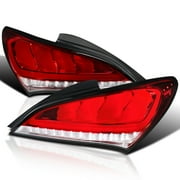 Spec-D Tuning Red LED Bar Sequential Tail Lights Compatible with 2010-2016 Hyundai Genesis Coupe, Left + Right Pair Assembly