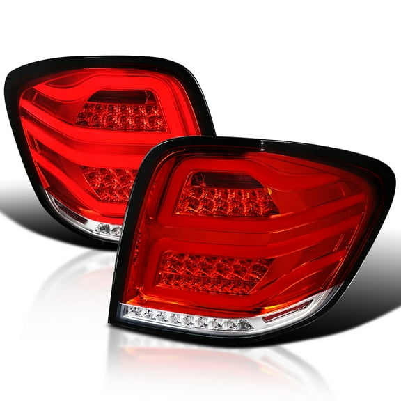 Spec-D Tuning Red LED Bar Tail Lights Compatible with 2006-2011 Mercedes-Benz W164 ML-Class, Left + Right Pair Assembly
