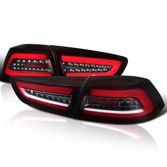 Spec-D Tuning Red LED Bar Tail Lights Compatible with 2008-2017 Mitsubishi Lancer, 2008-2015 Mitsubishi Lancer Evolution, Left + Right Pair Assembly