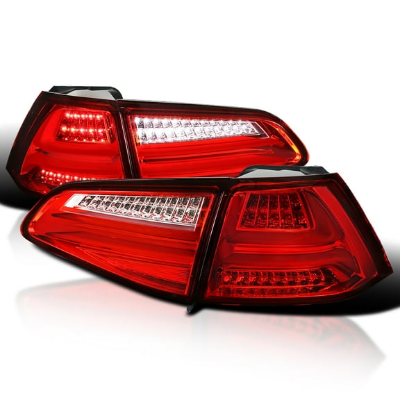 Spec-D Tuning Red LED Bar Tail Lights Compatible with 2015-2017 Volkswagen Golf GTI Models, Left + Right Pair Assembly