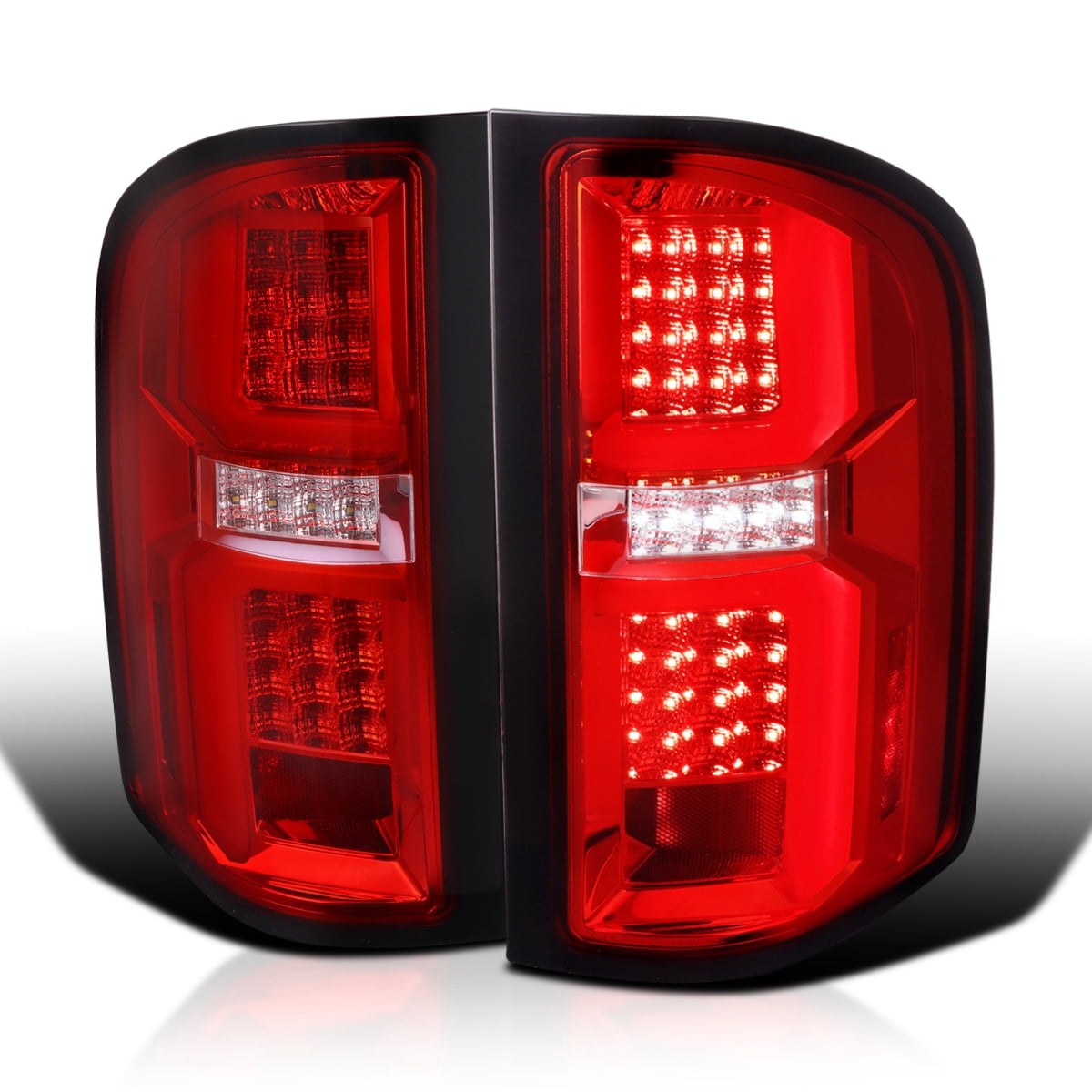 Spec-D Tuning Red LED Tail Lights w/ LED Light Bars Compatible with ...