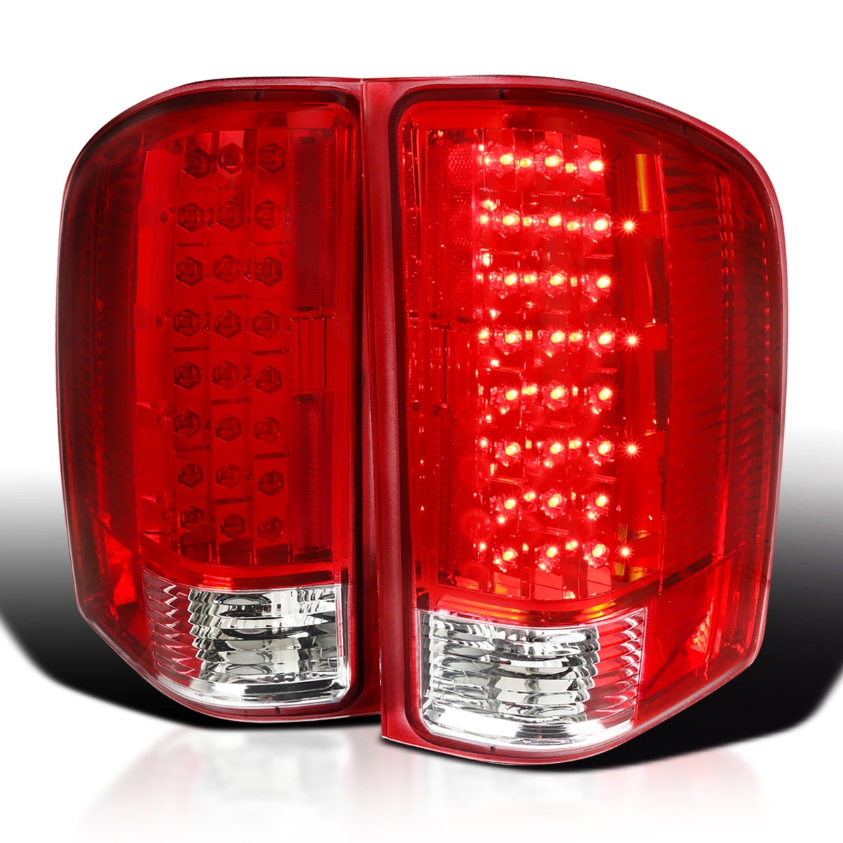 Spec-D Tuning Red Lens LED Tail Lights Compatible with 2007-2013 Chevy  Silverado 1500, 2007-2014 Chevy Silverado 2500HD/3500HD, Left + Right Pair 