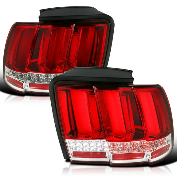 Spec-D Tuning Red Sequential LED Bar Tail Lights Compatible with 1999-2004 Ford Mustang, Left + Right Pair Assembly