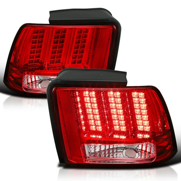 Spec-D Tuning Red Sequential LED Tail Lights Compatible with 1999-2004 Ford Mustang, Left + Right Pair Assembly
