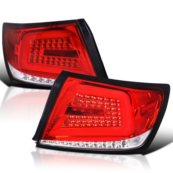 Spec-D Tuning Red Sequential Tail Lights w/ LED Bar Compatible with 2008-2011 Subaru Impreza / Impreza WRX, Left + Right Pair Assembly